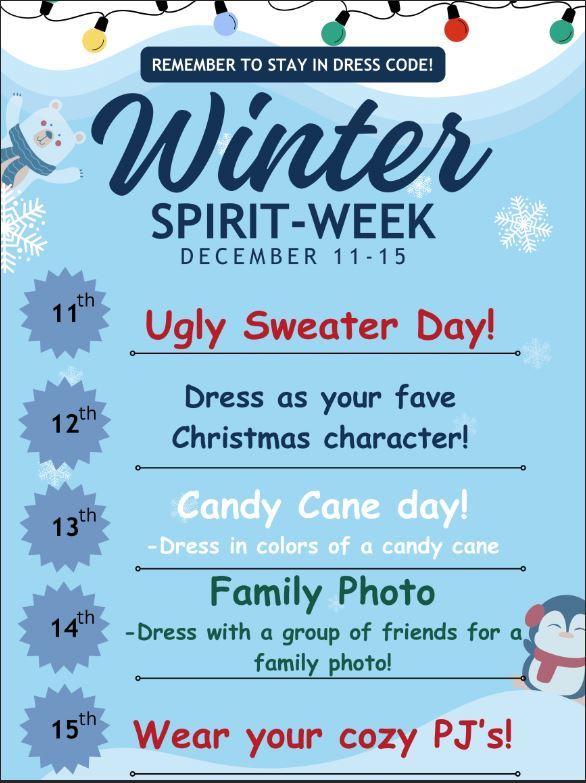  Winter Spirit Week Dec 11 - 15
